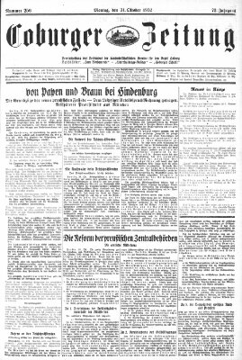 Coburger Zeitung Montag 31. Oktober 1932