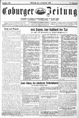 Coburger Zeitung Mittwoch 2. November 1932