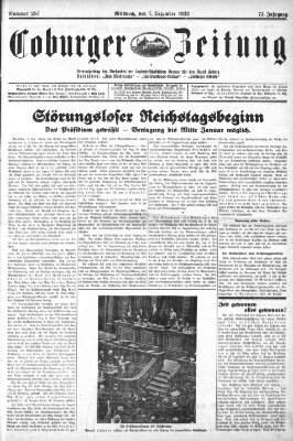 Coburger Zeitung Mittwoch 7. Dezember 1932