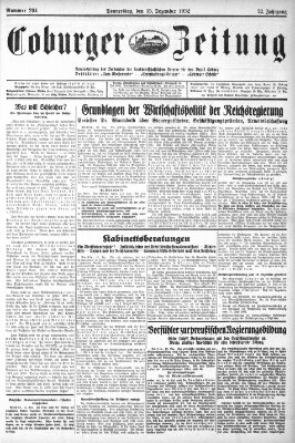 Coburger Zeitung Donnerstag 15. Dezember 1932