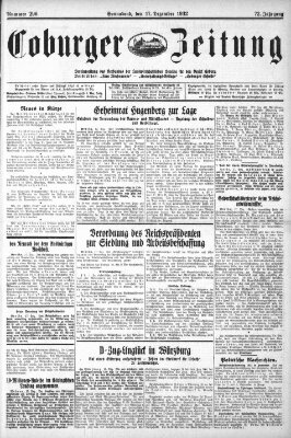 Coburger Zeitung Samstag 17. Dezember 1932