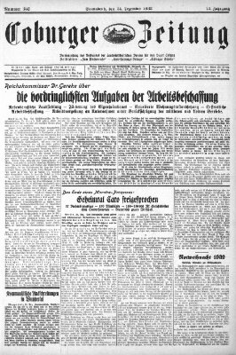 Coburger Zeitung Samstag 24. Dezember 1932