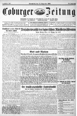 Coburger Zeitung Samstag 31. Dezember 1932