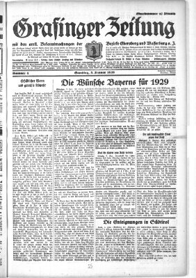 Grafinger Zeitung Samstag 5. Januar 1929