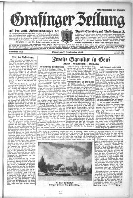 Grafinger Zeitung Samstag 7. September 1929