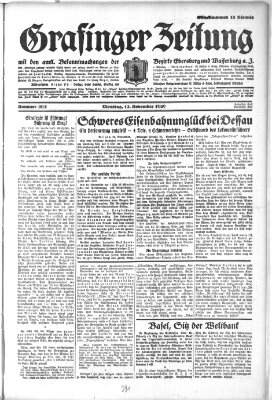 Grafinger Zeitung Dienstag 12. November 1929