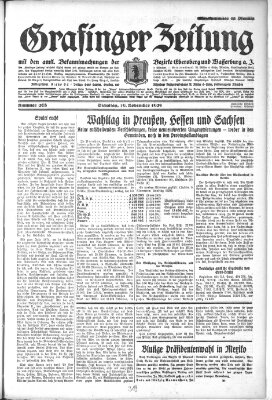 Grafinger Zeitung Dienstag 19. November 1929