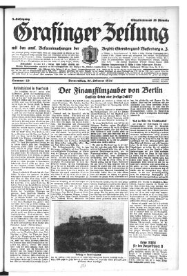 Grafinger Zeitung Donnerstag 20. Februar 1930