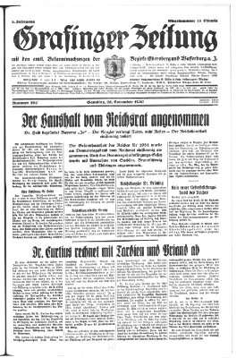 Grafinger Zeitung Samstag 22. November 1930