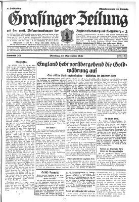 Grafinger Zeitung Dienstag 22. September 1931