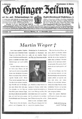 Grafinger Zeitung Montag 28. September 1931