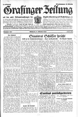 Grafinger Zeitung Mittwoch 7. Oktober 1931