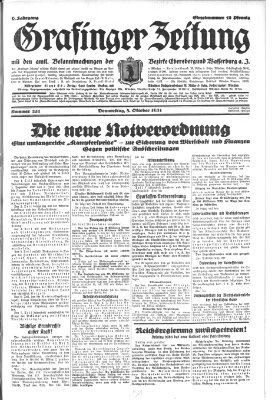 Grafinger Zeitung Thursday 8. October 1931