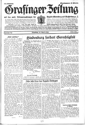 Grafinger Zeitung Dienstag 19. April 1932