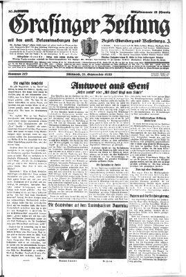 Grafinger Zeitung Mittwoch 21. September 1932