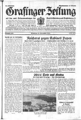 Grafinger Zeitung Dienstag 15. November 1932