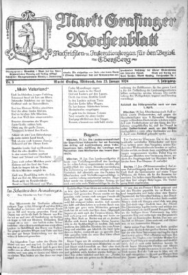 Grafinger Zeitung Mittwoch 23. Januar 1924