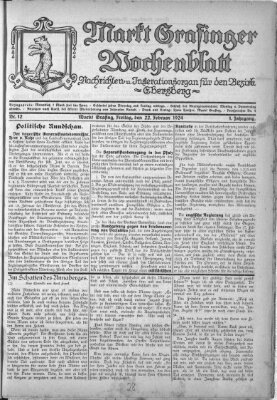 Grafinger Zeitung Freitag 22. Februar 1924