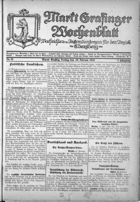 Grafinger Zeitung Freitag 29. Februar 1924