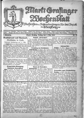 Grafinger Zeitung Freitag 2. Mai 1924