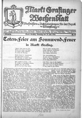 Grafinger Zeitung Dienstag 24. Juni 1924