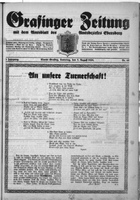 Grafinger Zeitung Samstag 9. August 1924