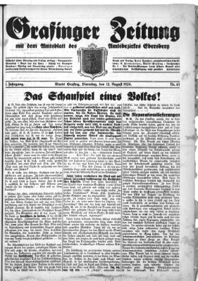 Grafinger Zeitung Dienstag 12. August 1924