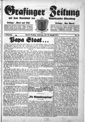 Grafinger Zeitung Samstag 30. August 1924