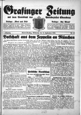 Grafinger Zeitung Mittwoch 10. September 1924