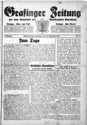 Grafinger Zeitung Samstag 27. September 1924