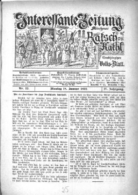 Münchener Ratsch-Kathl Montag 18. Januar 1892