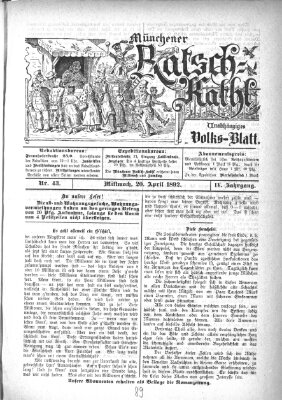 Münchener Ratsch-Kathl Mittwoch 20. April 1892