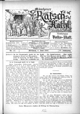 Münchener Ratsch-Kathl Mittwoch 8. Juni 1892