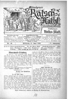 Münchener Ratsch-Kathl Mittwoch 15. Juni 1892