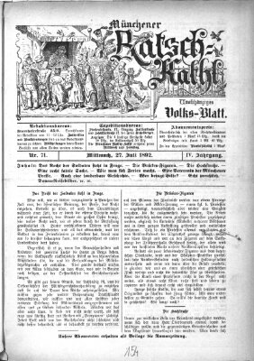 Münchener Ratsch-Kathl Mittwoch 27. Juli 1892