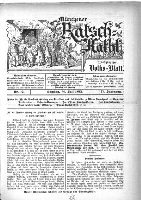 Münchener Ratsch-Kathl Samstag 30. Juli 1892