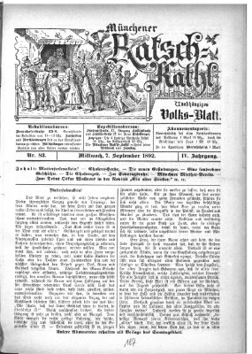 Münchener Ratsch-Kathl Mittwoch 7. September 1892