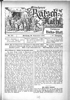 Münchener Ratsch-Kathl Mittwoch 30. November 1892