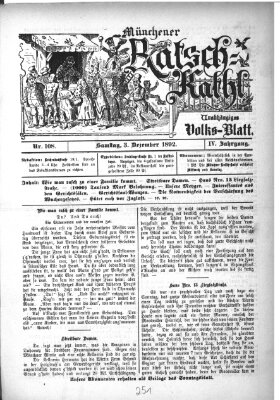 Münchener Ratsch-Kathl Samstag 3. Dezember 1892