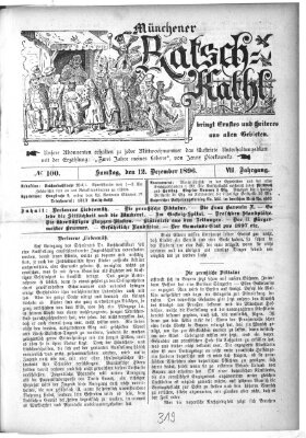 Münchener Ratsch-Kathl Samstag 12. Dezember 1896