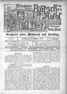 Münchener Ratsch-Kathl Samstag 2. Oktober 1897