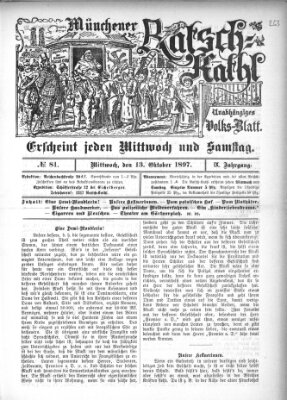 Münchener Ratsch-Kathl Mittwoch 13. Oktober 1897