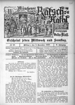 Münchener Ratsch-Kathl Mittwoch 3. November 1897