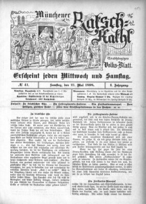 Münchener Ratsch-Kathl Samstag 21. Mai 1898