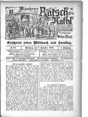 Münchener Ratsch-Kathl Mittwoch 7. Dezember 1898