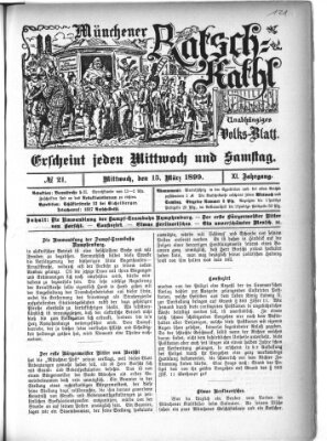 Münchener Ratsch-Kathl Mittwoch 15. März 1899