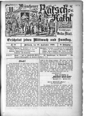 Münchener Ratsch-Kathl Mittwoch 27. September 1899