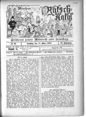 Münchener Ratsch-Kathl Samstag 17. März 1900