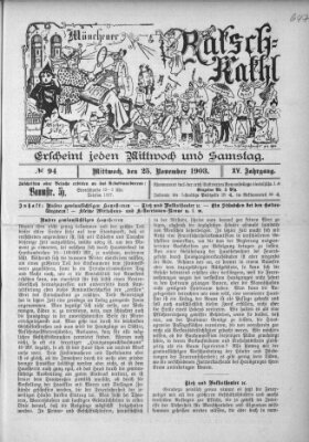 Münchener Ratsch-Kathl Mittwoch 25. November 1903