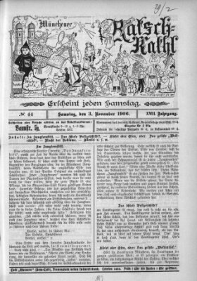 Münchener Ratsch-Kathl Samstag 3. November 1906